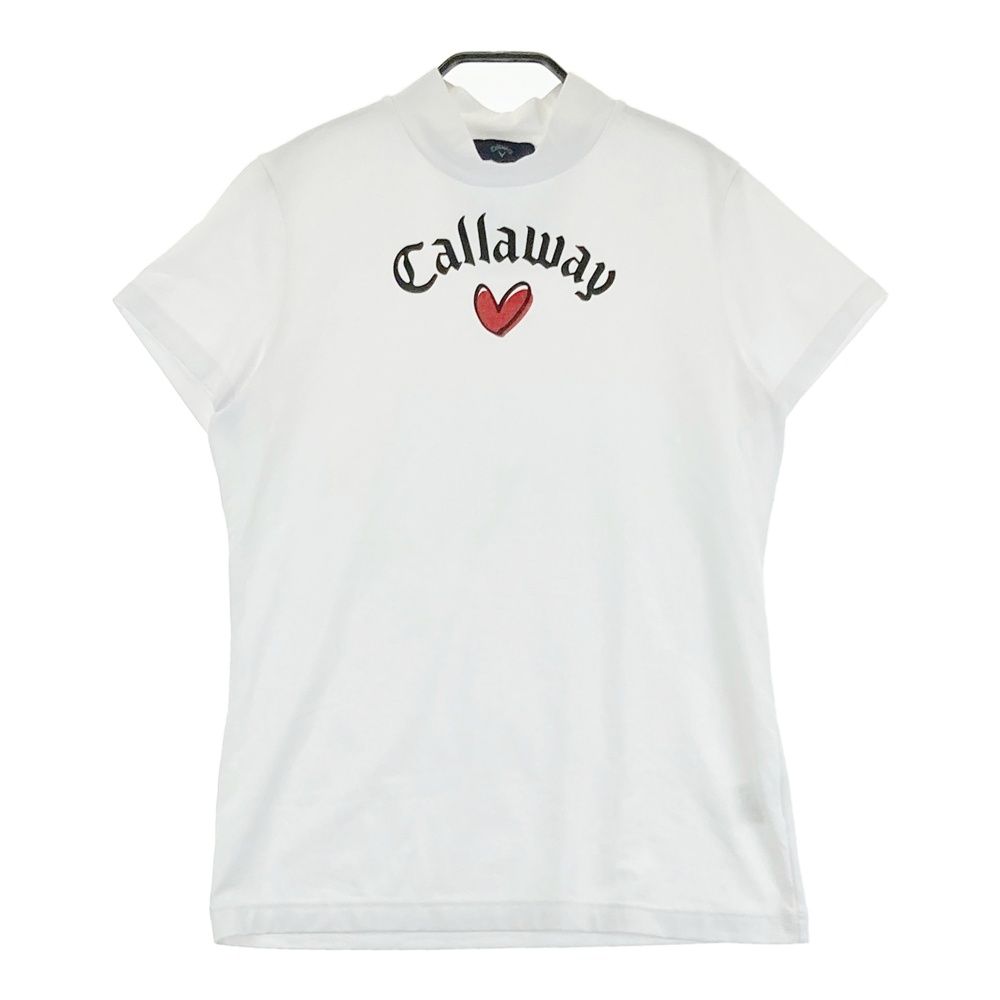 サイズ：L CALLAWAY キャロウェイ  フロントロゴ ハイネック 半袖Tシャツ  ホワイト系 [240101415260] ゴルフウェア レディース ストスト CALLAWAY キャロウェイ フロントロゴ ハイネック 半袖Tシャツ