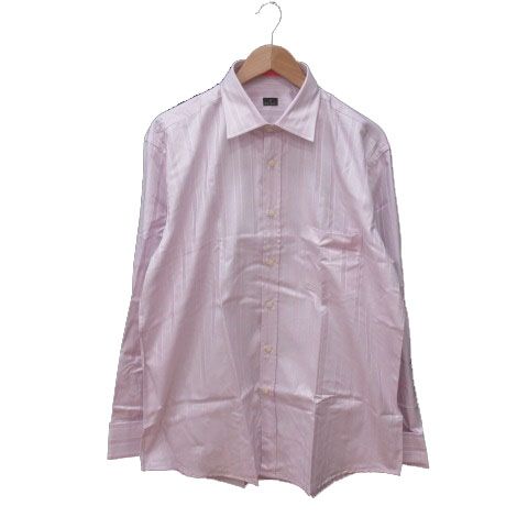 ポールスミス PAUL SMITH ワイシャツ ストライプ カフス付き 長袖 XL ピンク 白 ホワイト /MS GY18