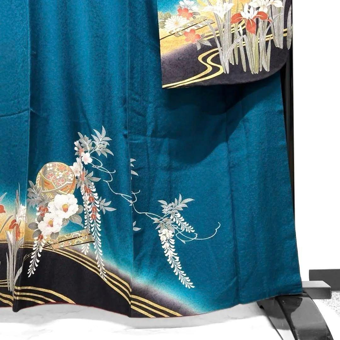 金駒刺繍　金彩　松竹梅　雲模様　鹿の子　振袖　成人式 着物 032a p 金駒刺繍 金彩 松竹梅 雲模様 鹿の子 振袖 成人式 着物 032a p