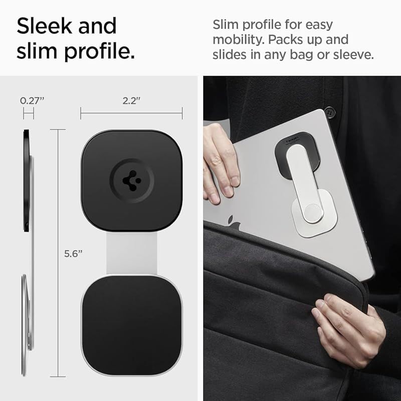 【新着商品】Spigen 磁気ノートパソコン電話ホルダー 90調節可能 デスクトップモニターサイドノートパソコンマウント iPhone 15、14、13、12 シリーズと互換可能 MagSafe 用に設計 ワンタップモニ Spigen 磁気ノートパソコン電話ホルダー 90°調節可能 (ブラック) 磁気ノートパソコンホルダー デスクトップ
