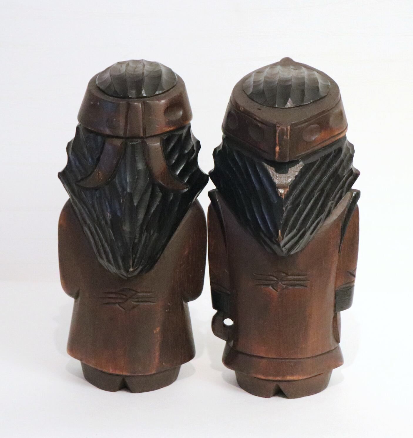 アイヌ木彫り人形ペア アイヌ木彫り人形・ニポポ人形・夫婦ペア・No.200802-64・梱包サイズ80