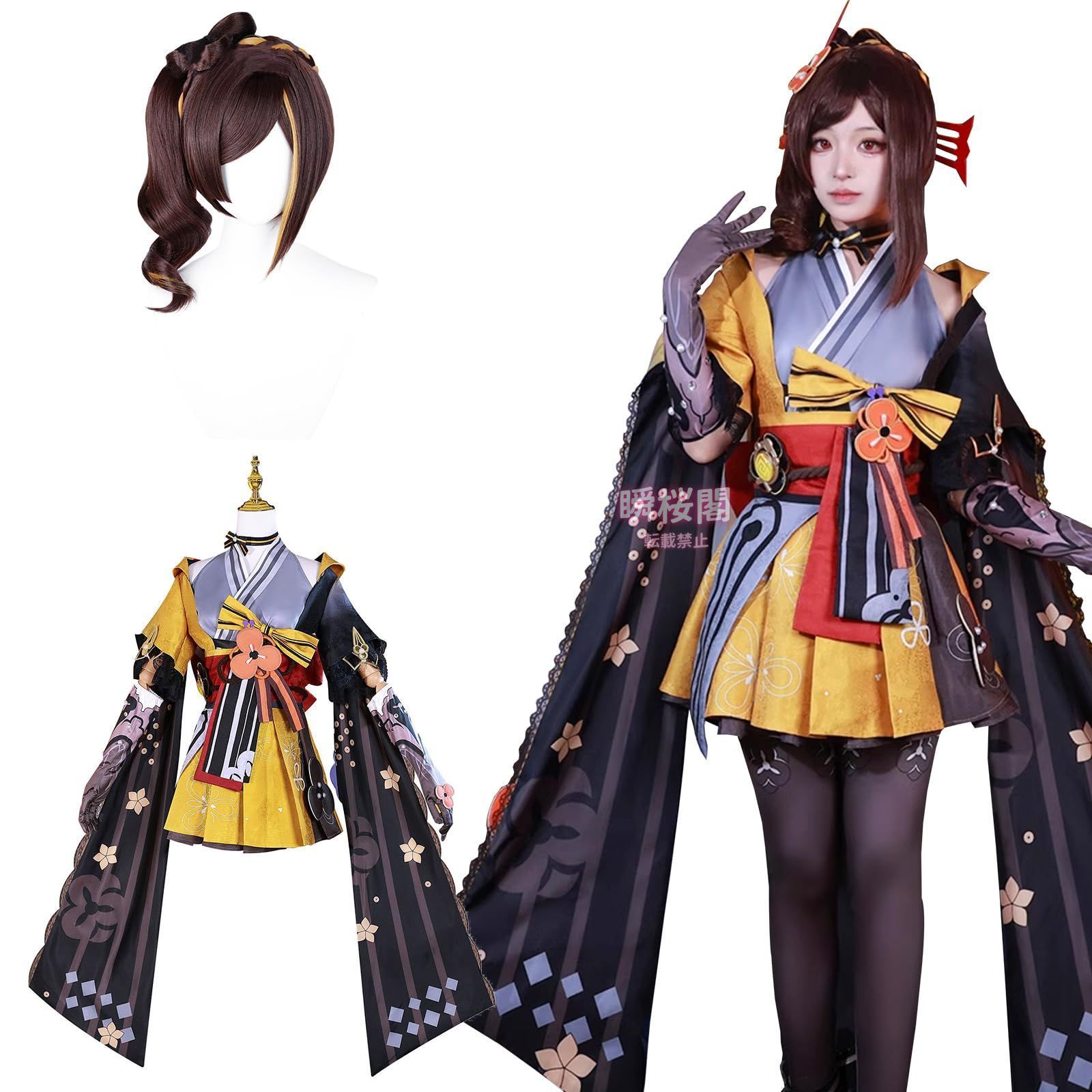 原神 コスプレ ウィッグ付き 新キャラ 黒 フリーナ 嘉明 千織