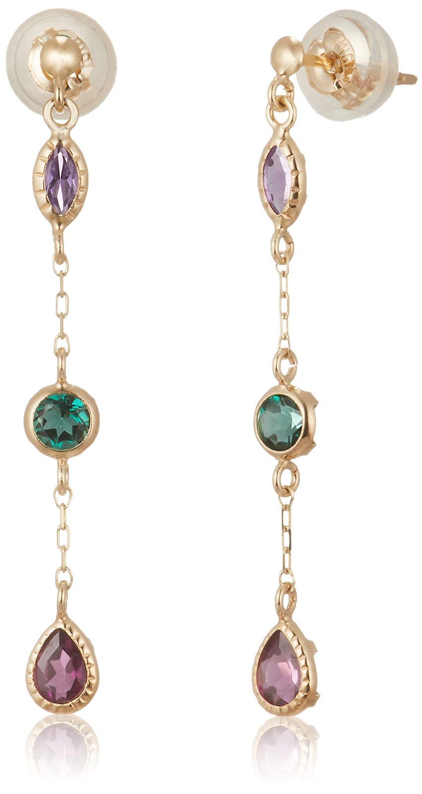 数量 DI CHIARO DIAMANTE ディアマンテ K10イエローゴールド アメシスト＆グリーンクォーツ＆ロードライトガーネット ディ ピアス キャーロ CHS792