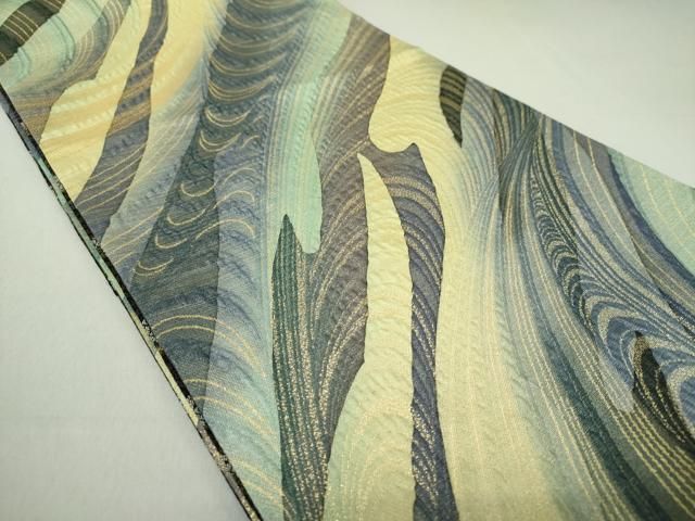 平和屋着物●両面　全通柄袋帯　ふくれ織　霞文　金糸　さが美扱い　正絹　逸品　DAAQ3062ps 平和屋着物○両面 全通柄袋帯 ふくれ織 霞文 金糸 さが美扱い