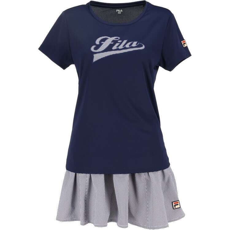 アップリケTシャツ (レディース) L フィラネイビー #VL2855-20 FILA