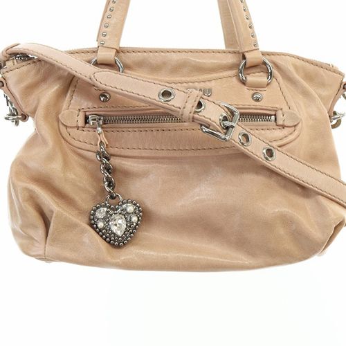 ◆ 美品 ◆ miumiu ミュウミュウ ハート チャーム レザー ハンドバッグ ミュウミュウ ハートチャーム レザー ハンドバッグ ショルダーバッグ