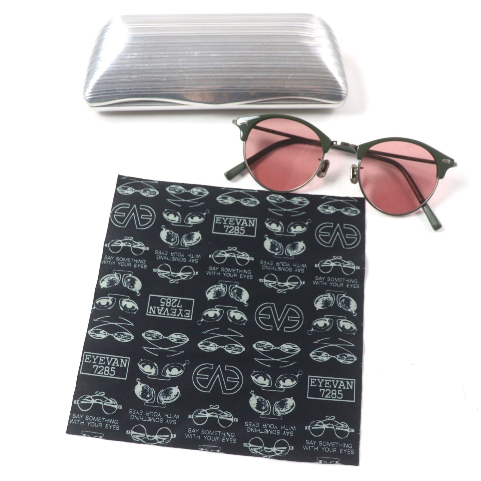 極美品▽EYEVAN アイヴァン 7285 760 ボストン アイウェア サングラス 