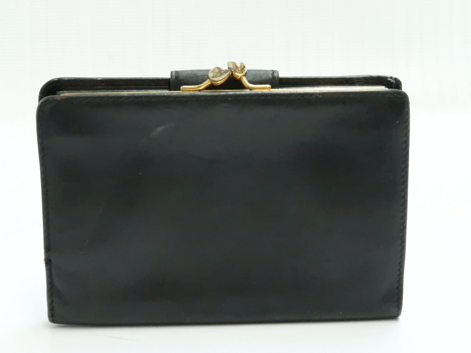 オールドグッチ ヴィンテージ がま口 コンパクト財布 黒色系 GUCCI