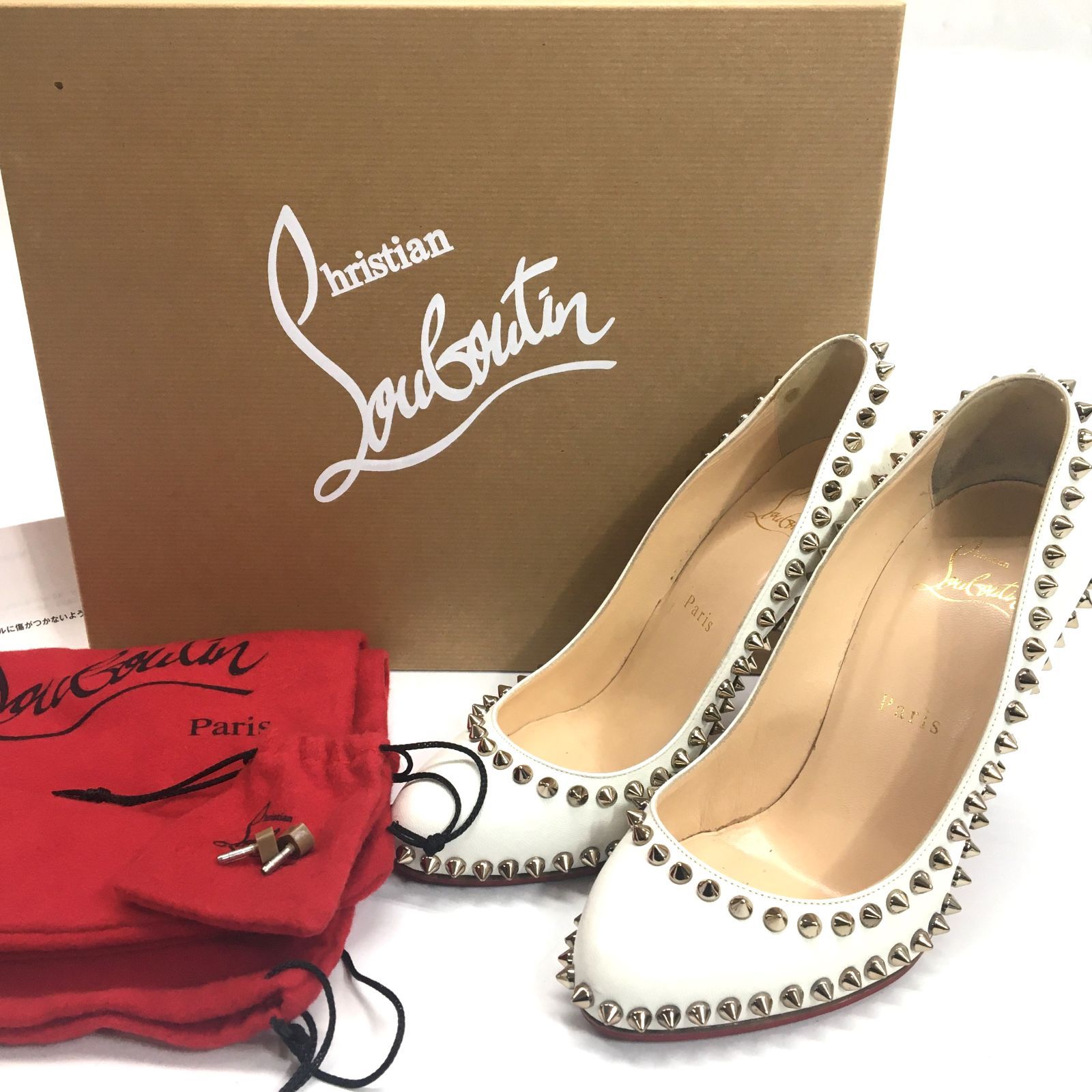 Christian Louboutin クリスチャンルブタン ハイヒール パンプス 36.5 ベージュ系 スタッズ レディース 靴 箱付き  24j菊TK - メルカリ