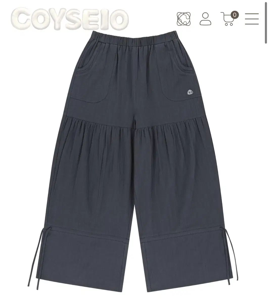 こいせいお シャーリング ラフ パンツ ネイビー shirring rough pants