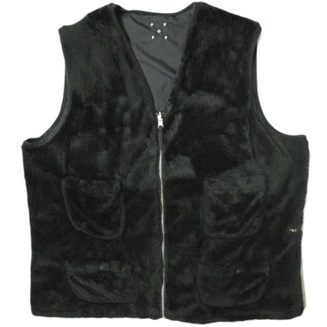 POP TRADING COMPANY ポップトレーディングカンパニー HAROLD REVERSIBLE VEST ボアリバーシブルベスト L ブラック ジレ トップス g16672