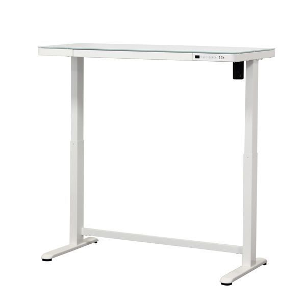 電動昇降デスク メモリー機能付 ホワイト 組立式 代引不可