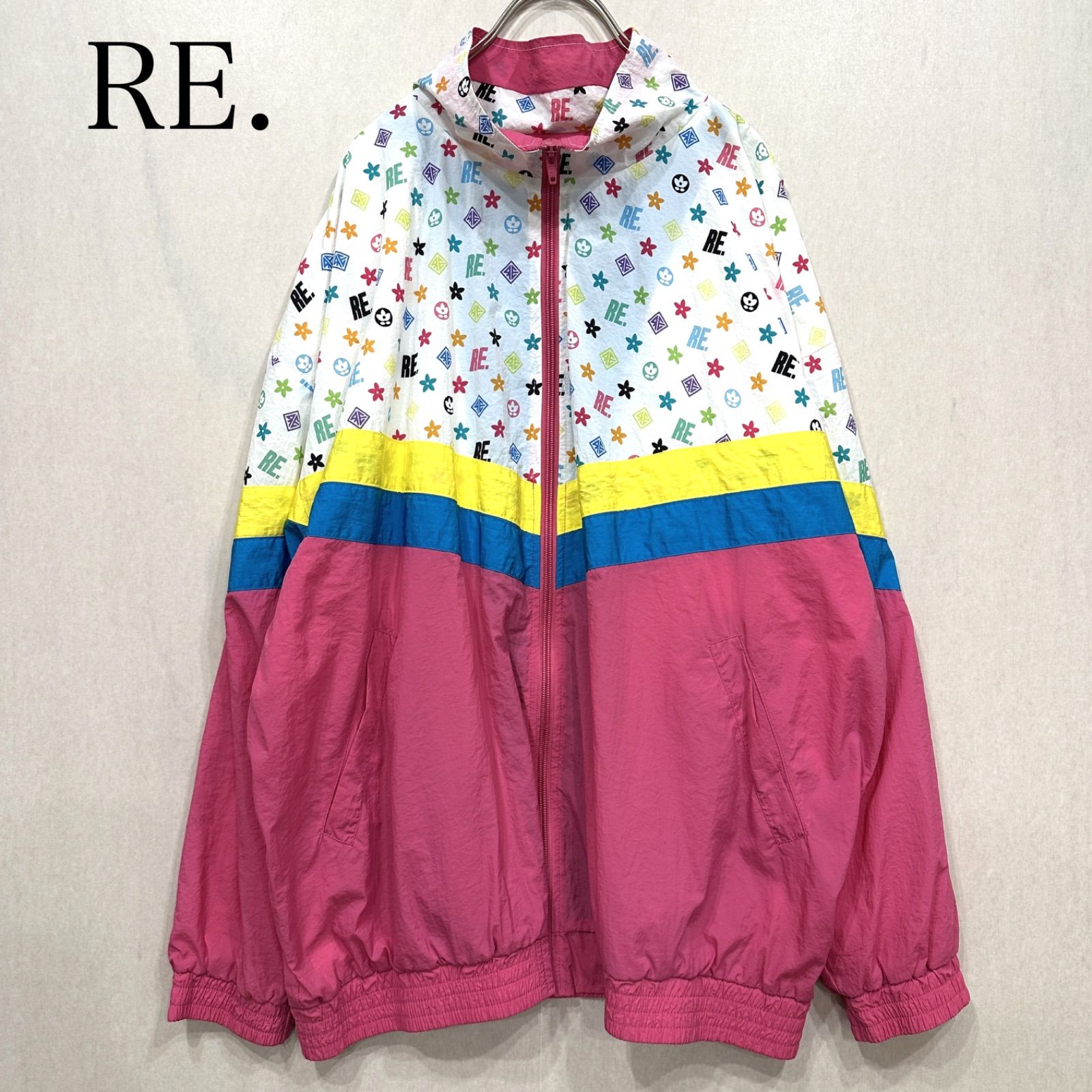 アールイードット ナイロンジャケット ピンク RE. 仲里依紗 美品】仲里依紗 re. モノグラム ナイロンジャケット ピンク