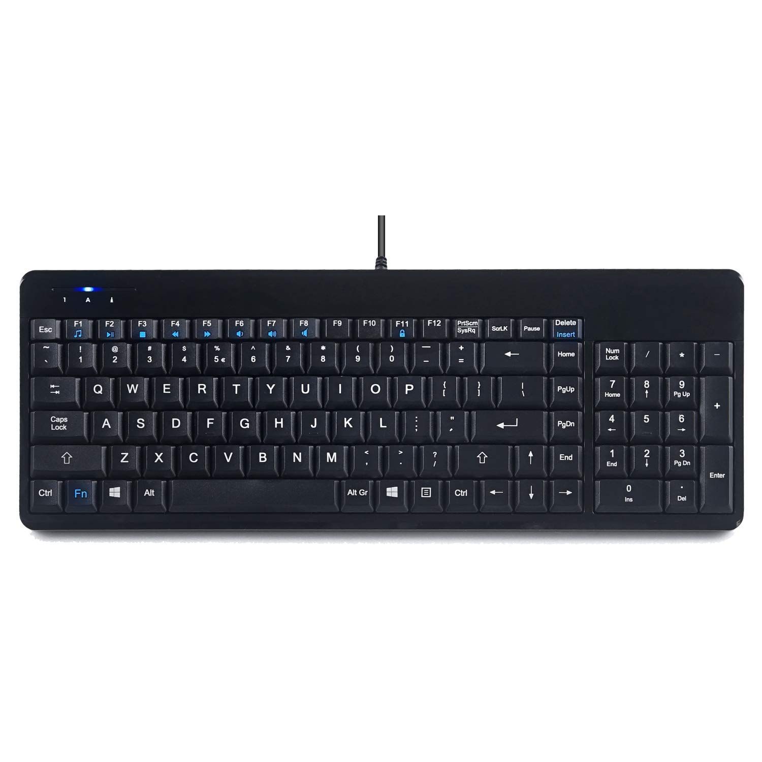 Style USBハブ2個付き Perixx ペリックス PERIBOARD-220H キーボード 有線 コンパクト USBハブ2個付き USB テンキー搭載 スリムデザイン マルチメディアキー 英語配列 USBハブ2個付き