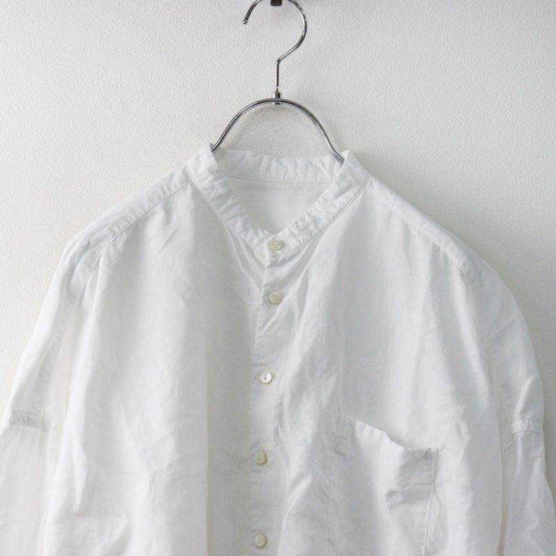 ネストローブ nest Robe リネン バンドカラーシャツ/ホワイト
