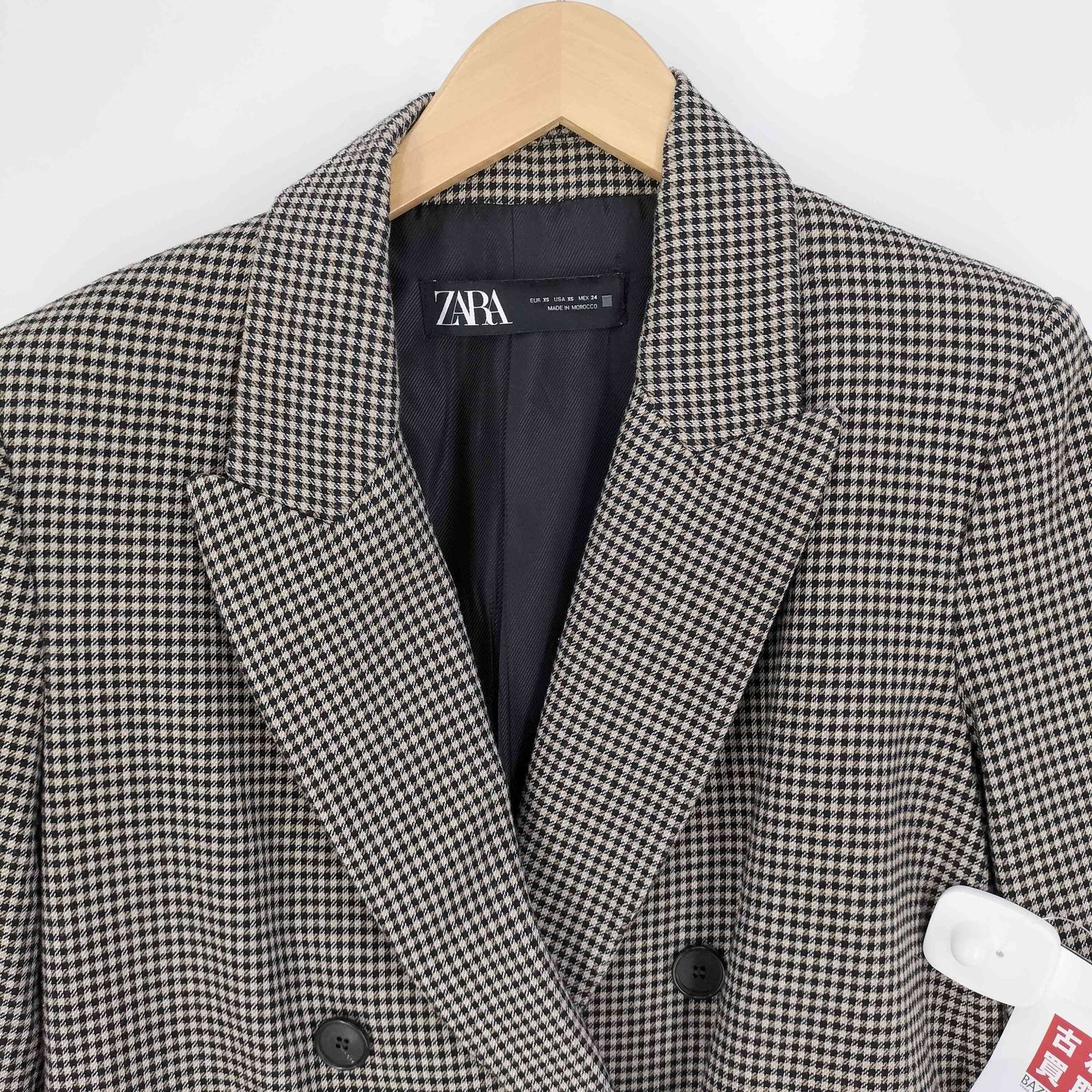 ザラ ZARA チェック ダブルブレストテーラードジャケット