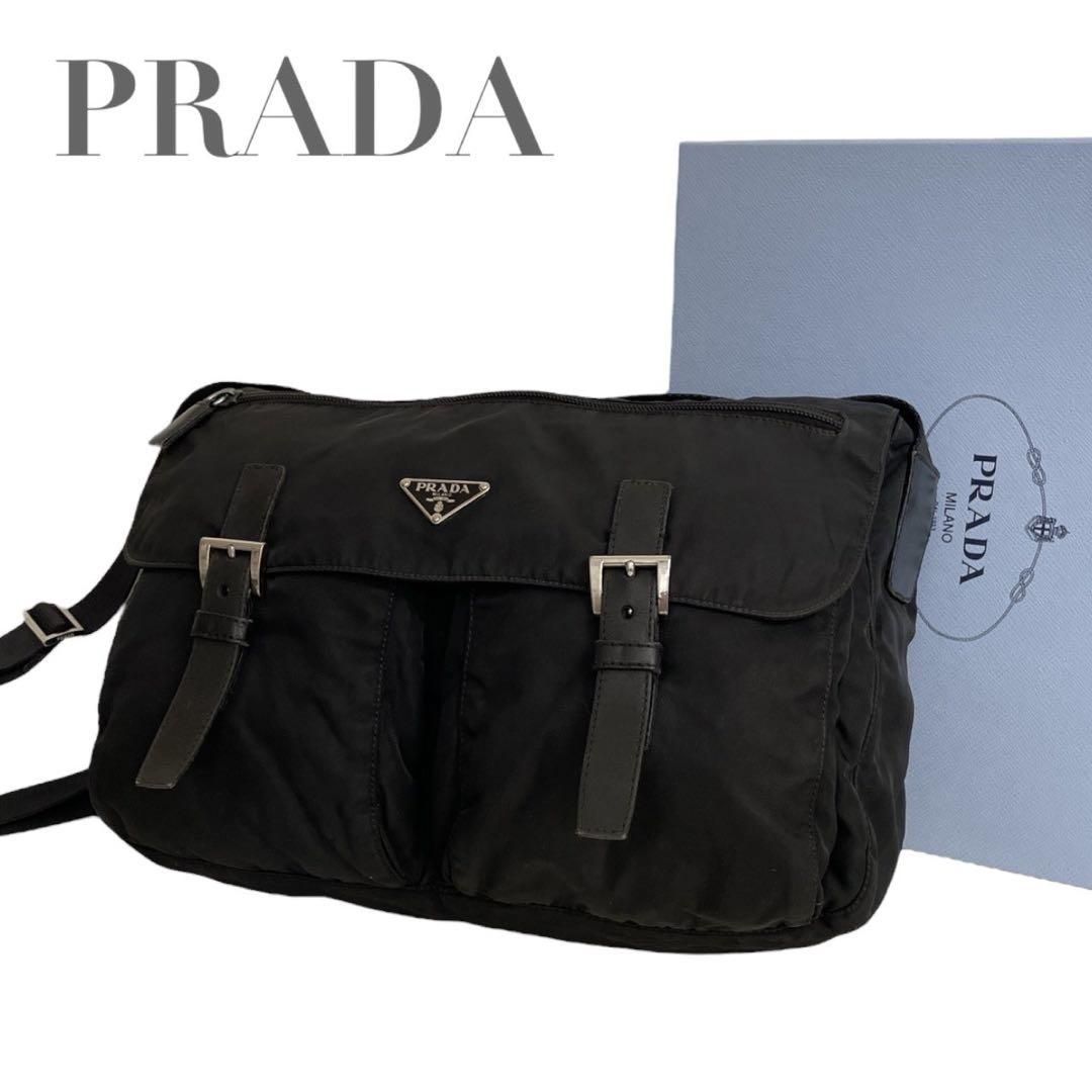 PRADA プラダ メッセンジャーバッグ ブラック 三角ロゴ プラダ メッセンジャーバッグ 三角ロゴ 三角プレート ショルダーバッグ