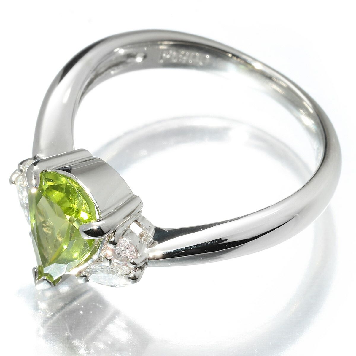 しずくモチーフ リング 指輪 ペリドット ダイヤモンド 0.23ct Pt900 9