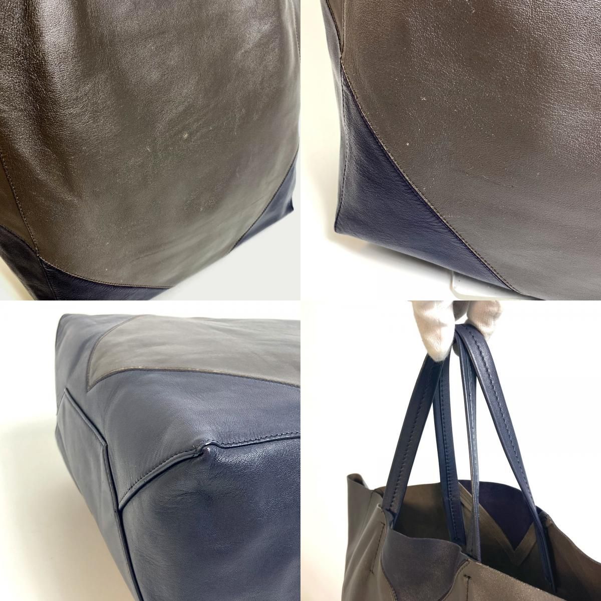 セリーヌ CELINE カバ ツートン バイカラー トートバッグ レザー グレー系×ネイビー系 トートバッグ 売上半額