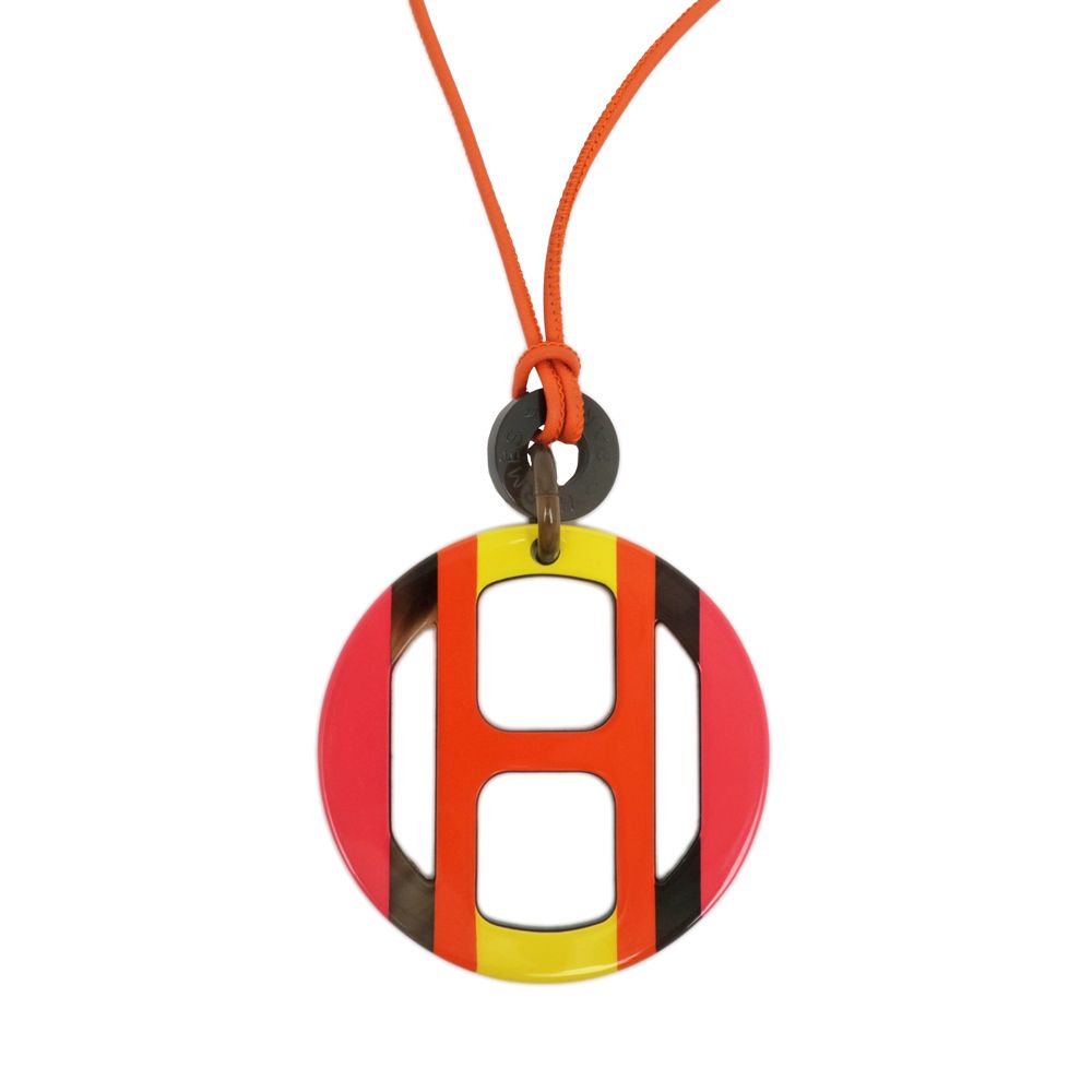 新品同様【エルメス】H エキップ　バッファローホーン　ペンダントネックレス HERMES☆H エキップ☆H Equipe バッファローホーン ペンダント
