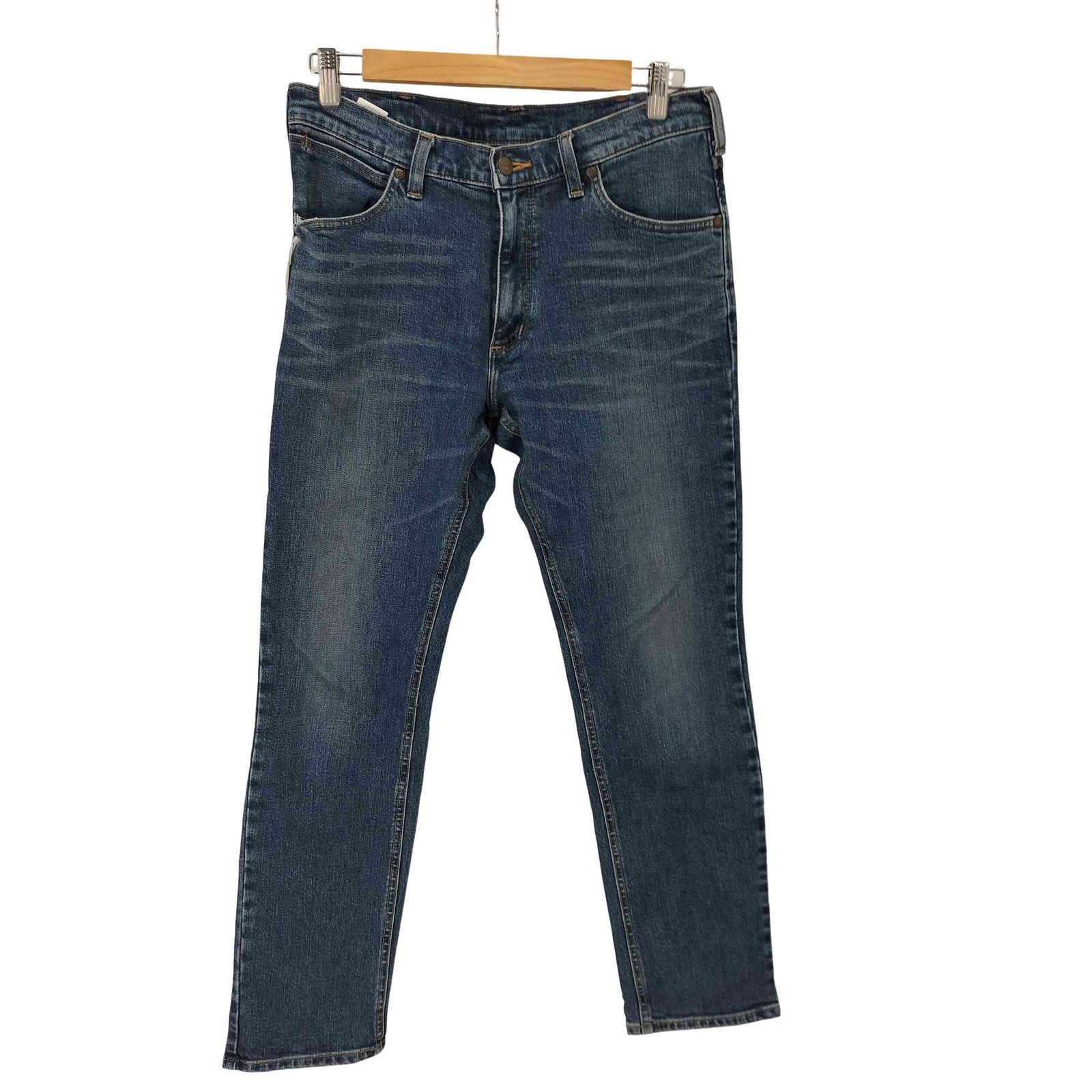 ラングラー Wrangler Basic Brown Slim Tapered Jeans レザーパッチ ストレート デニムパンツ メンズ  31
