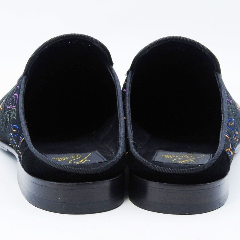 美品 Needles ニードルス 41 ベルベットミュール 32796 Velvet Mule Papillon Embroidery スリッポン  サンダル ブラック 黒 22001465 - メルカリ