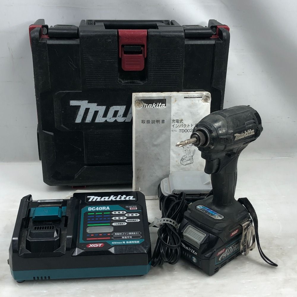 MAKITA マキタ 締め付け工具 インパクトドライバ 充電器 充電池2個 ケース付 コードレス式 40v TD002G ブラック