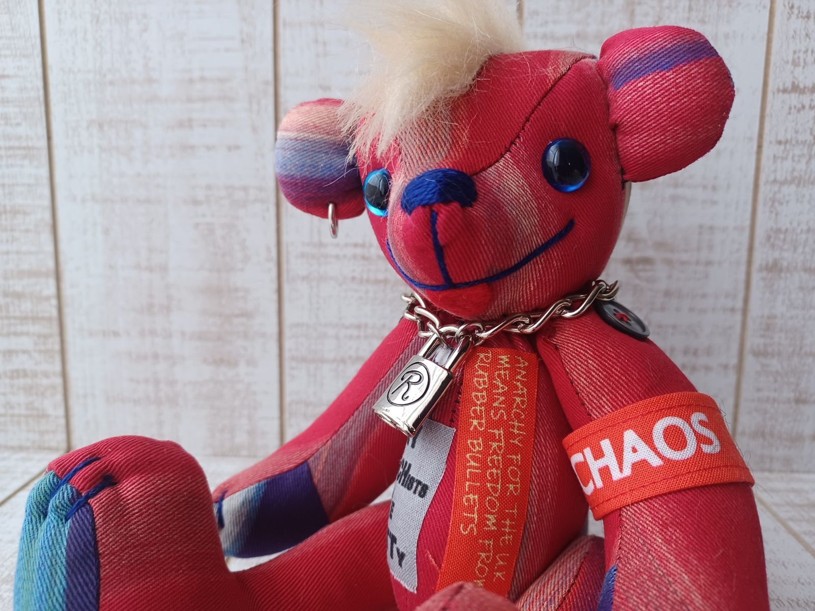 ANARCHY BEAR モヒカンくんVer/RED(25cmテディベア) - moko* hand made