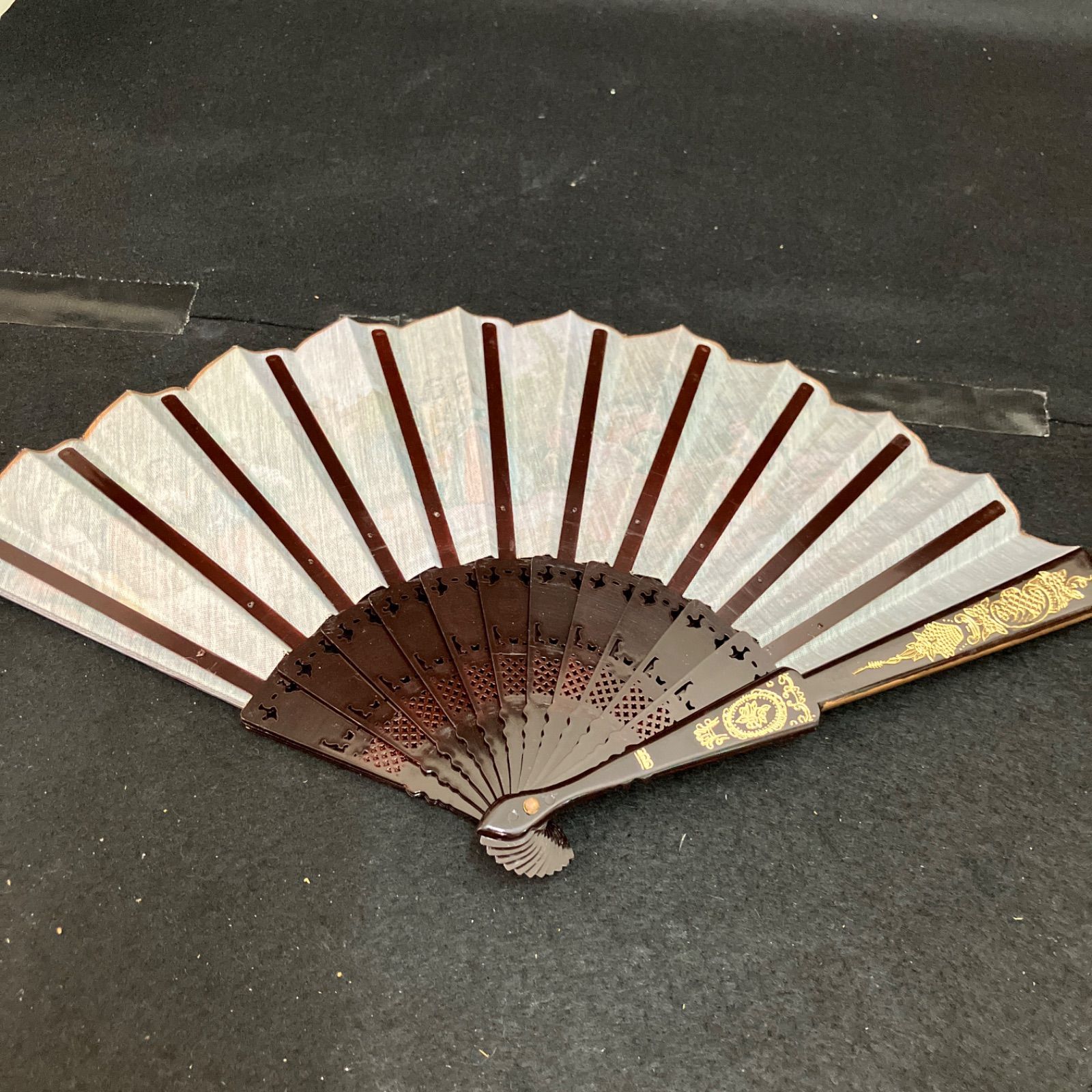 スペイン製 アンティーク風景画扇子 アンティーク 扇子 長さ約23.5cm