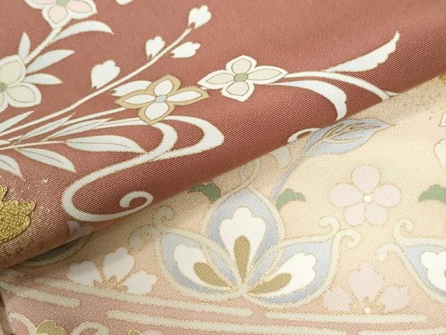 平和屋着物○訪問着 駒刺繍 更紗花唐草文 暈し染め 金彩