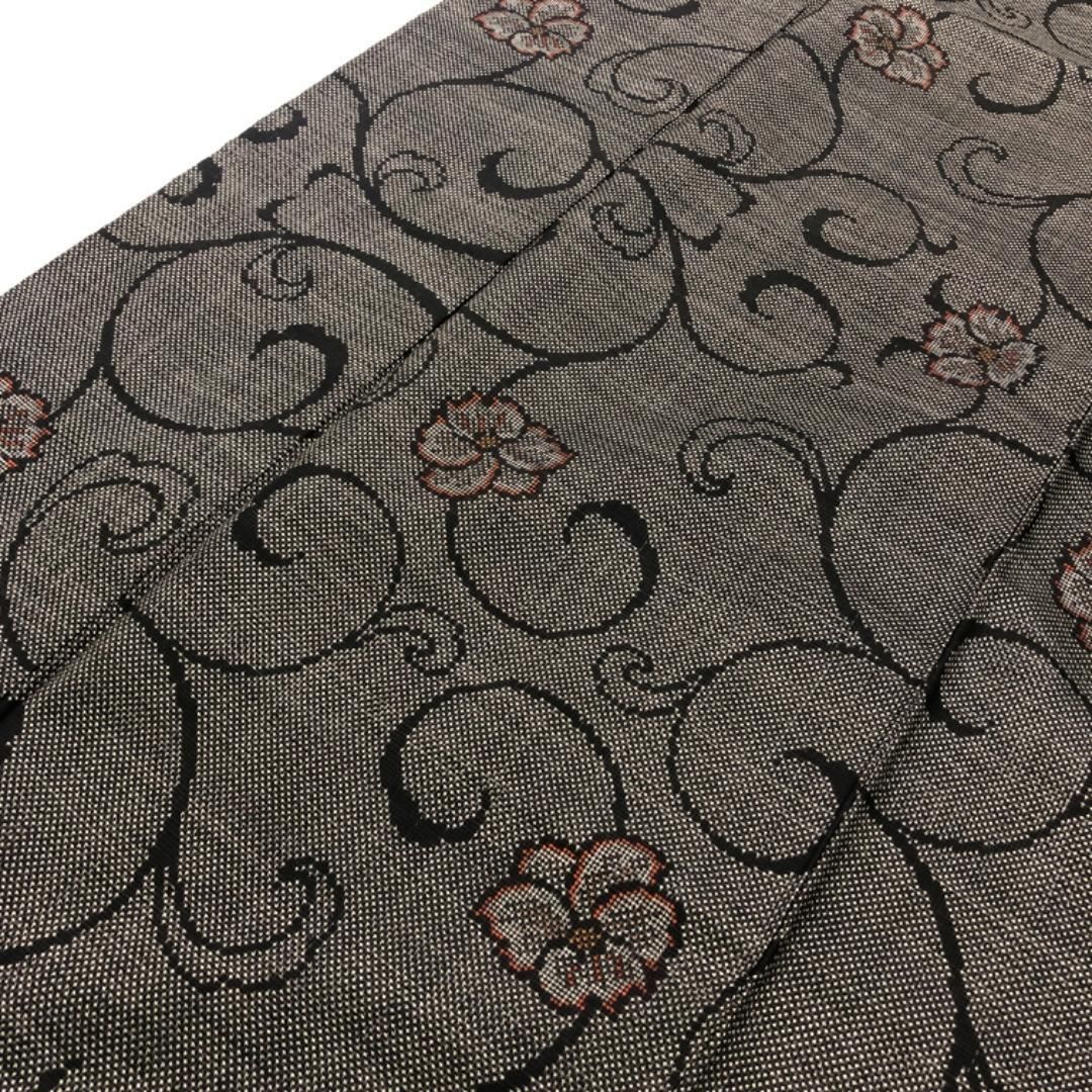 【売切値下げ】311mt3◇本場奄美大島紬 一元式 花 唐草 証紙有◇美品 売切値下げ】311mt3◇本場奄美大島紬 一元式 花 唐草 証紙有◇美