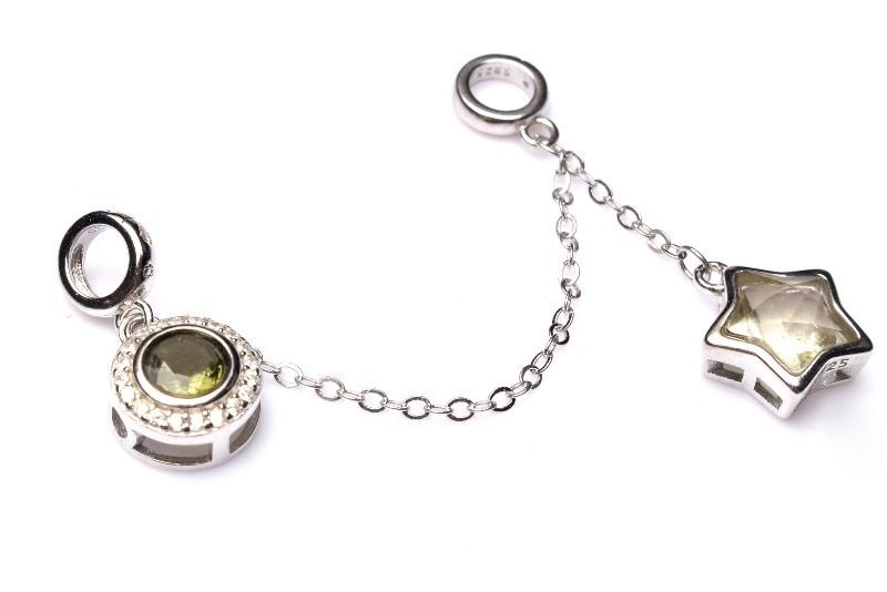 シルバー925◇宝石質 モルダバイト＆リビアングラス 5-8.5mm スター