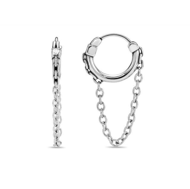 リンクス メンズ ピアス イヤリング Men s LYNX Stainless Steel Hoop Chain Earrings