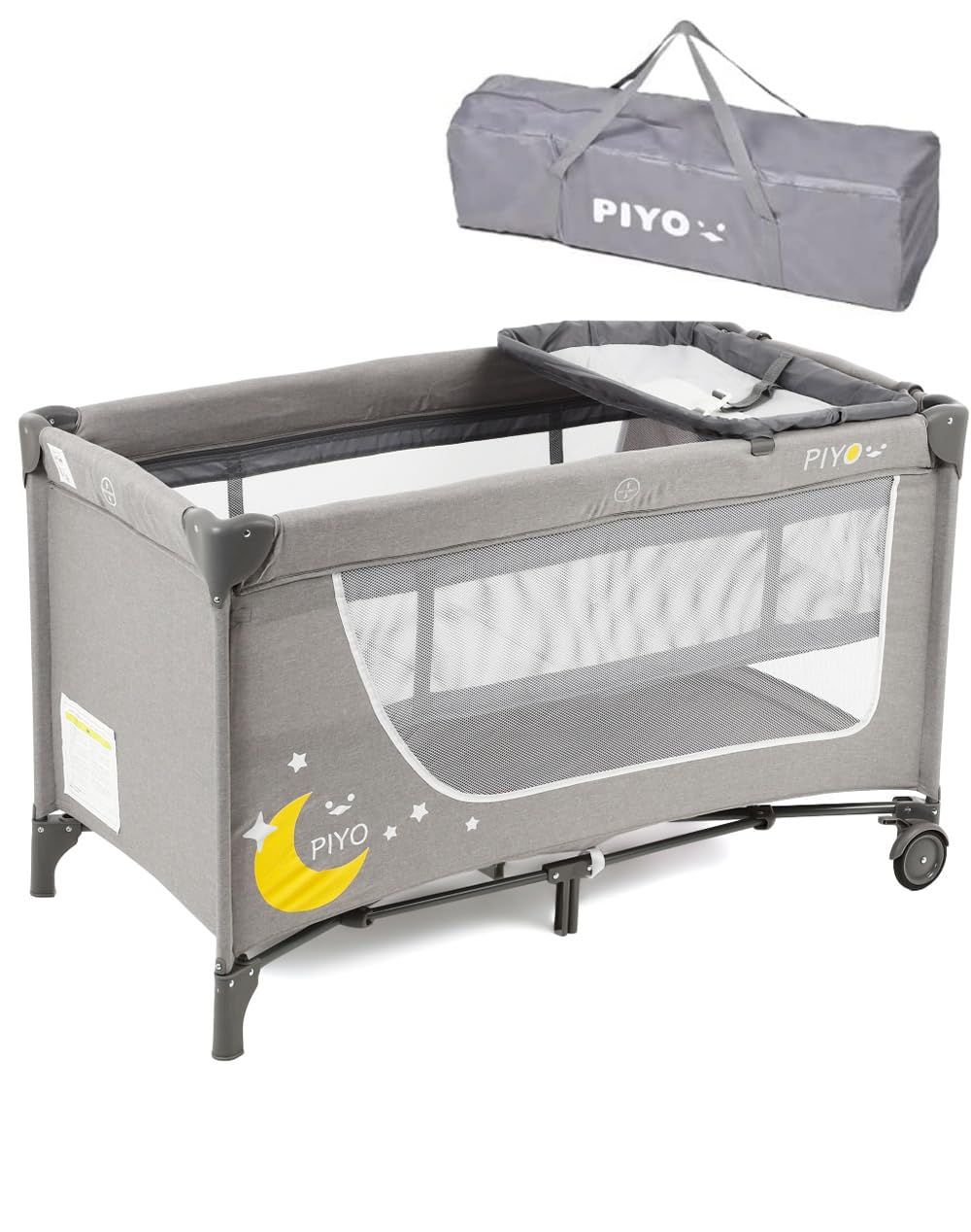 ピヨ PIYO プレイヤード 折りたたみ 丈夫で大きな125cm 丈夫 折畳み ベビーサークル プレイサークル おむつ替えテーブル付 キャスター付 キャリーバッグ付 たためる お昼寝マット 幅76cm高さ65cm 0ヶ月?