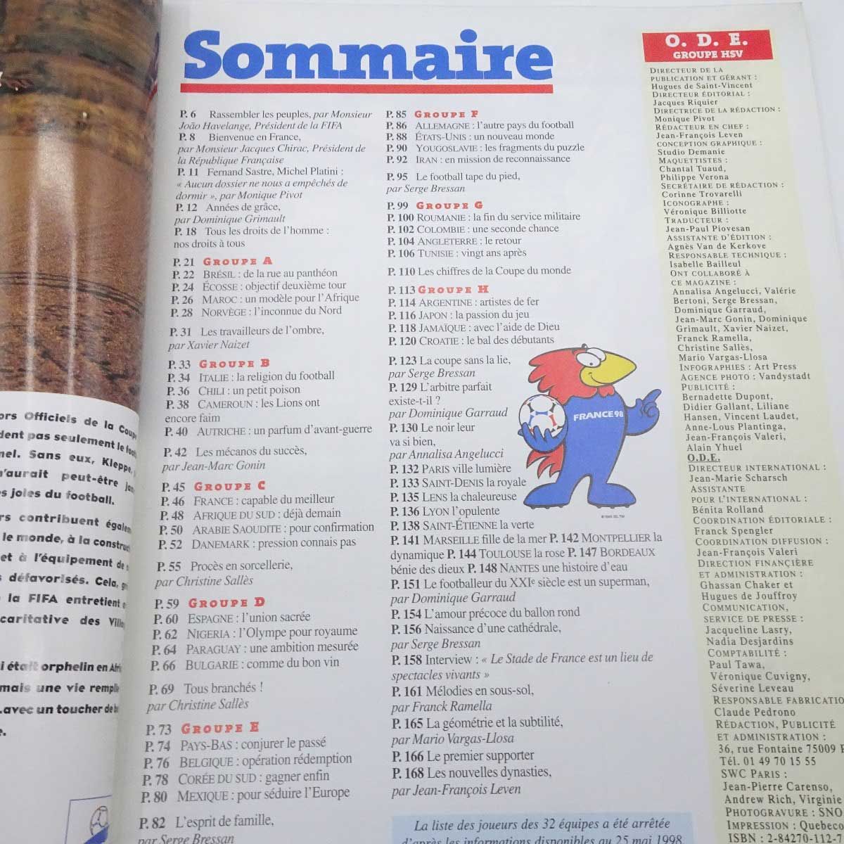 サッカーワールドカップ フランス大会 1998 公式プログラム COUPE DU  