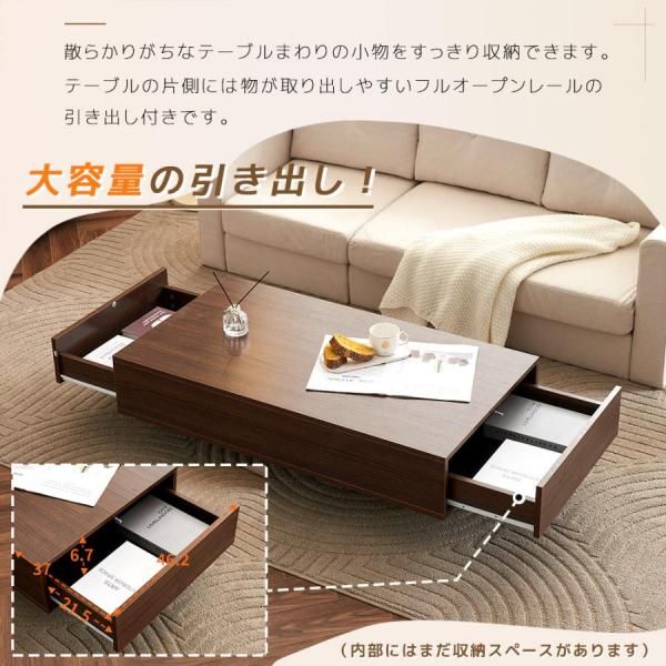 センターテーブル 収納付き 木製 ローテーブル テーブル 幅100cm 引き出し付き 大容量 簡単開閉 パソコンテーブル 組立簡単 おしゃれ 収納テーブル リビング MARWIL-DEMENAGEMENTS_CH