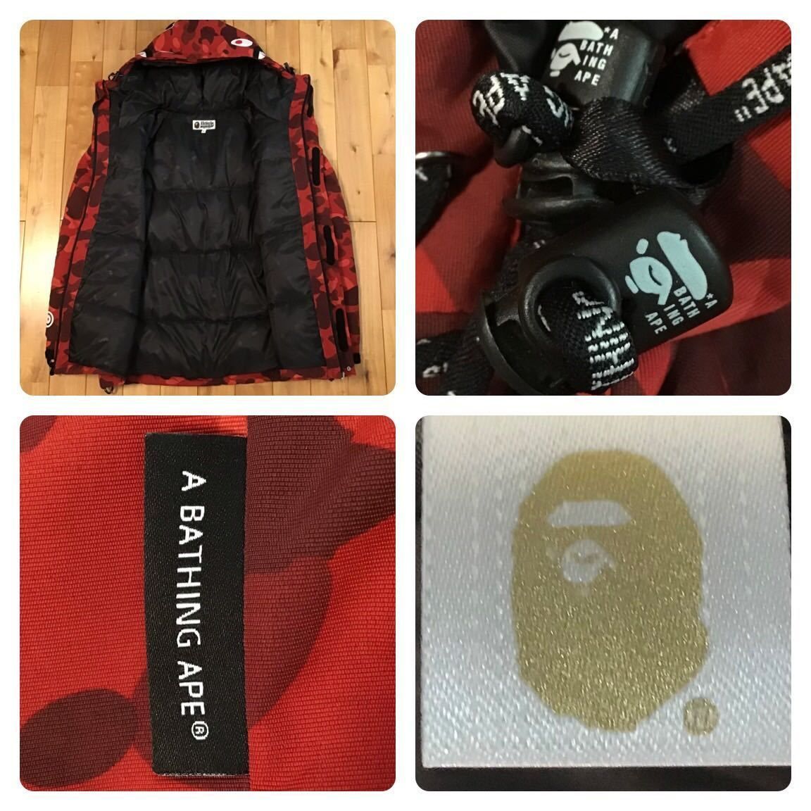 BAPE shark hoodie snowboard down jacket Mサイズ a bathing ape red