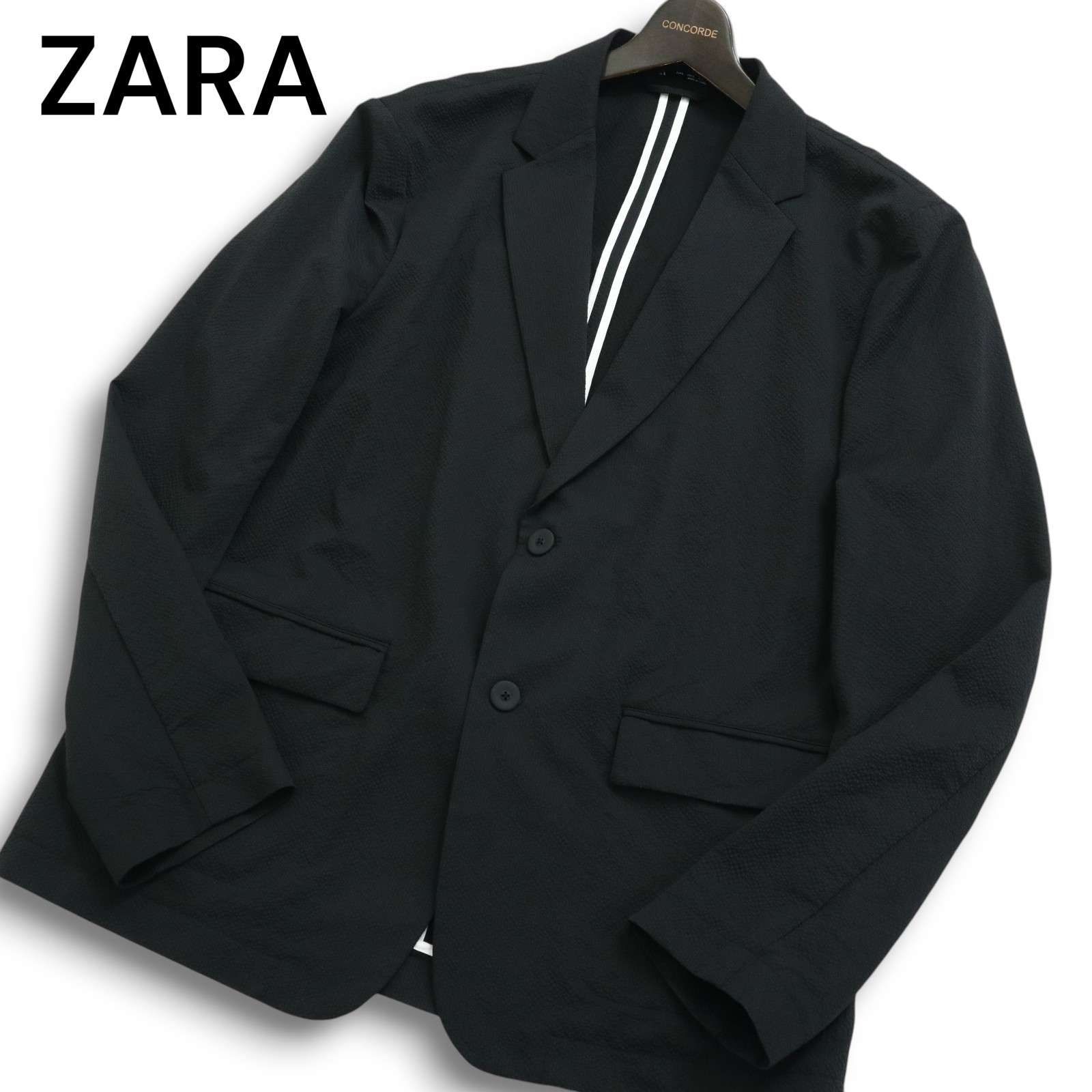 ✨極美品✨️ ZARA シアサッカー トラベルスーツ ストレッチ セットアップ 黒 ✨極美品✨️ ZARA シアサッカー トラベルスーツ ストレッチ
