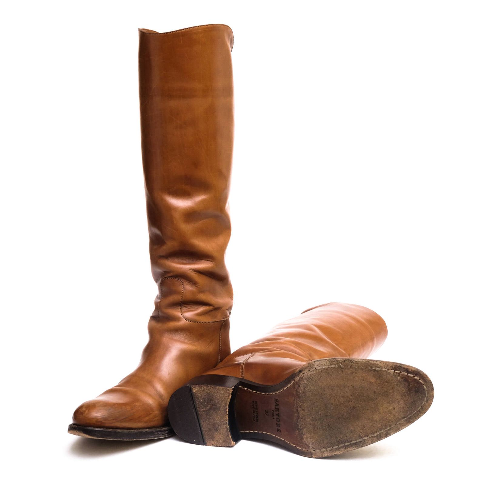 サルトル SARTORE バックジップ レザーロングブーツ レディース 37