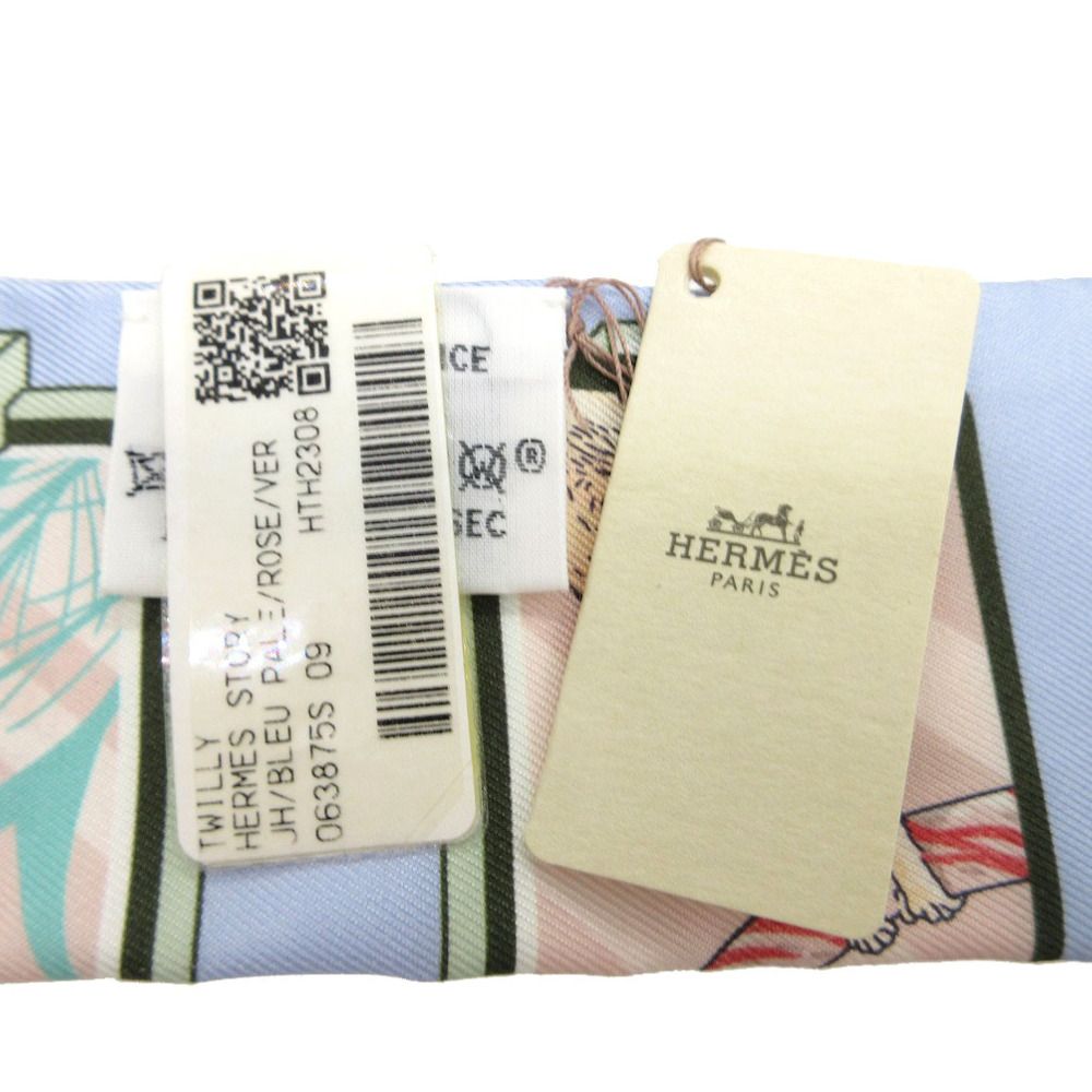 エルメス　ツイリー　シルク　ストーリー　ブルー 未使用 エルメス ツイリー ストーリー STORY スカーフ シルク