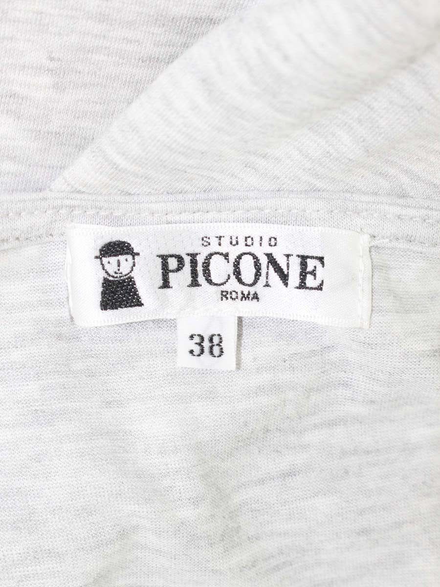 【 美品 】　PICONE トップス 38 スタジオピッコーネ トップス 38 グレー 綿 レース ロゴ
