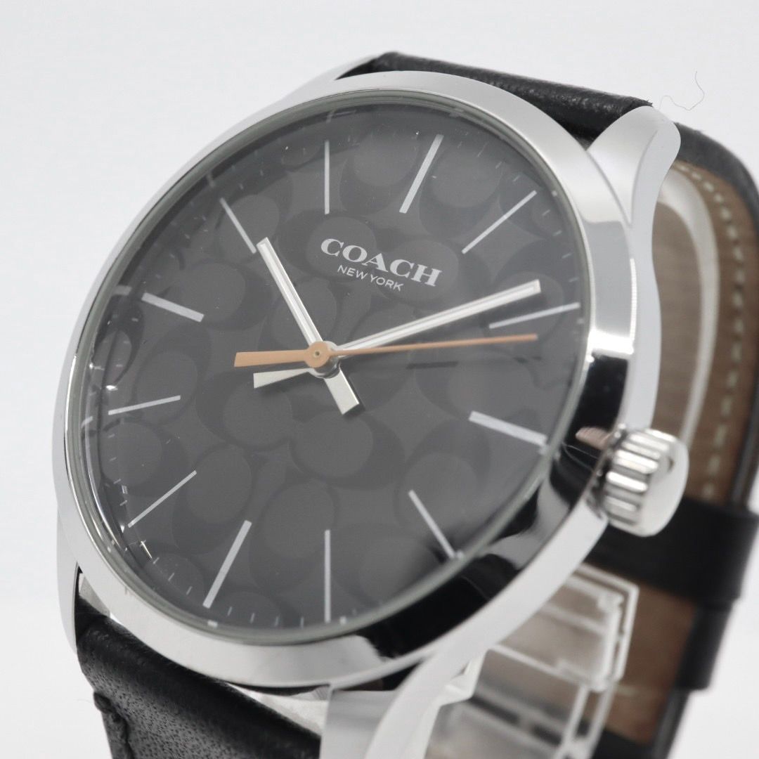 コーチ COACH 腕時計 バクスターウォッチ シグネチャー 黒文字盤 レザーベルト クォーツ アナログ メンズ レディース ブラック 3気圧防水 稼働品 電池交換済 CA.118.2.112.1640 G1