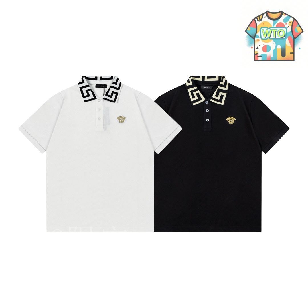VERSACE 刺繍入りホワイトポロシャツ M VERSACE 刺繍入りホワイトポロシャツ M