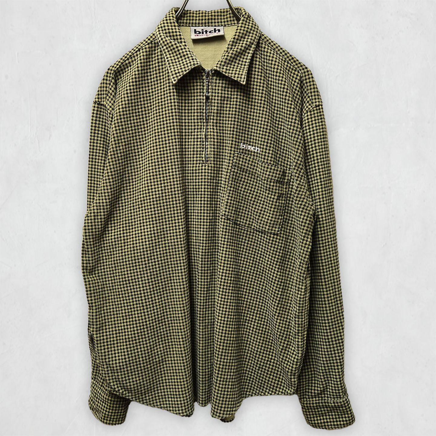 90s bitch skateboards Half Zip Shirt – Classic Houndstooth