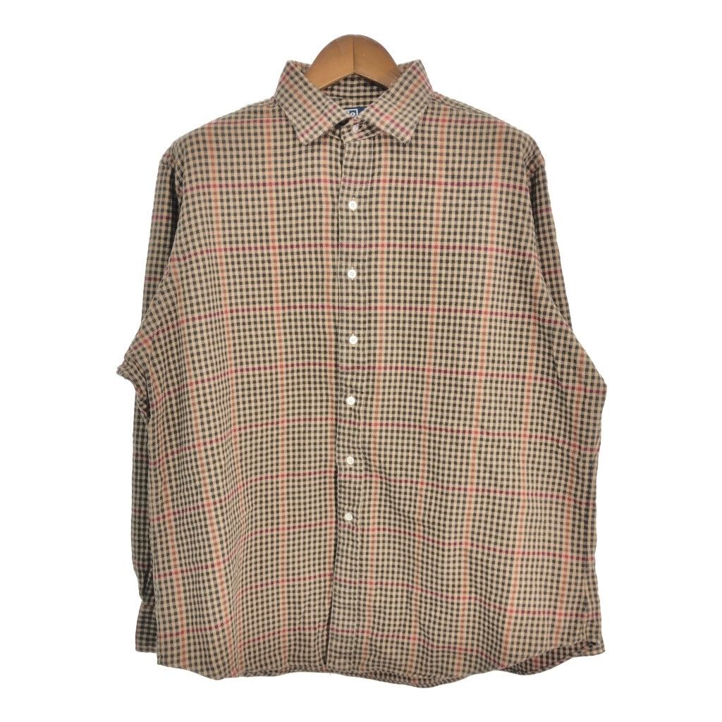 90年代 Polo by Ralph Lauren ポロ ラルフローレン REGENT 長袖シャツ 大きいサイズ チェック ブラウン (メンズ XXL) 中古 古着 S9029