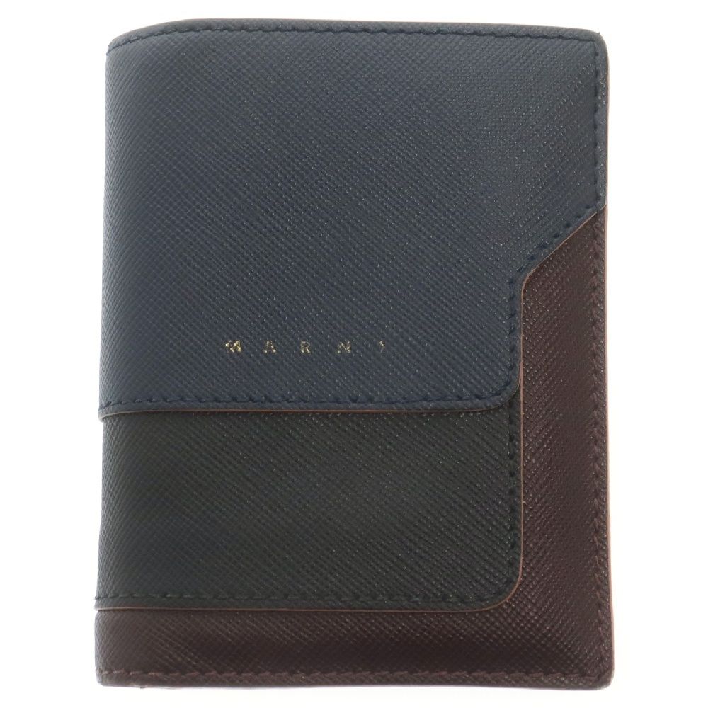 ゲンテン公式 MARNI 二つ折り財布 ネイビー/ブラウン 【公式通販】