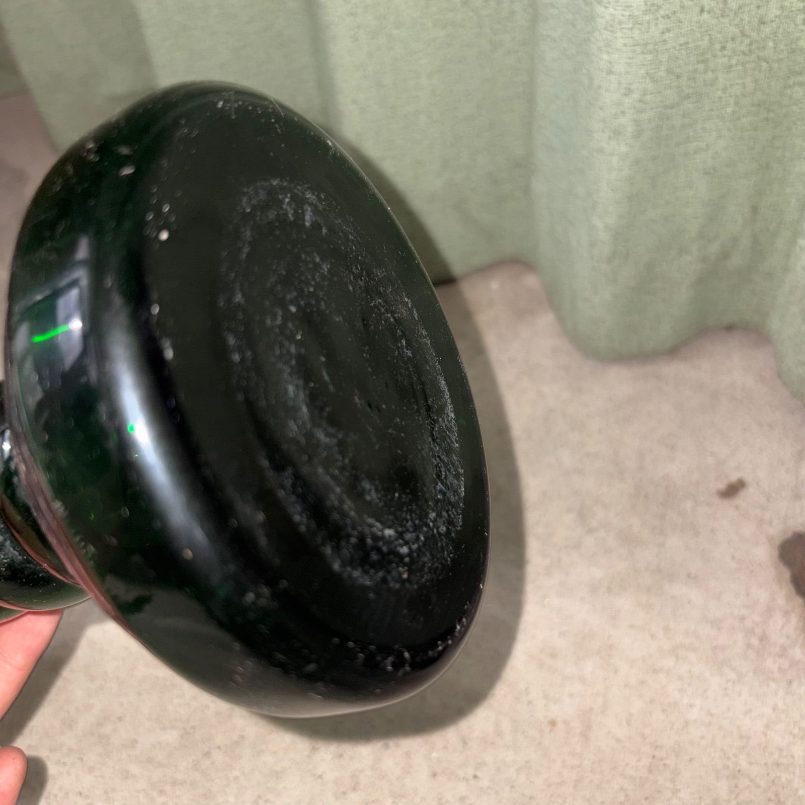 ️?【緑ガラスのオイルランプ】??️ 装飾的な緑色ガラスオイル