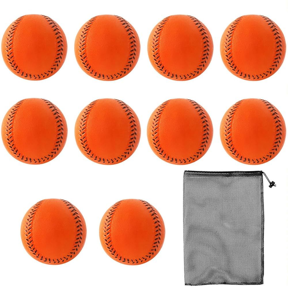 SALUDABLE 野球ボール スポンジボール 軟式 野球 柔らかい 安全 キャッチボール 10個入 (オレンジ)