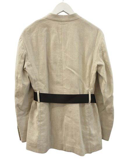 【中古】チノ CINOH ノーカラーダブルジャケット 20SJK007 リネン 麻 38 アイボリー系 長袖 アウター レディース チノ CINOH ノーカラーダブルジャケット リネン 麻 38 アイボリー系