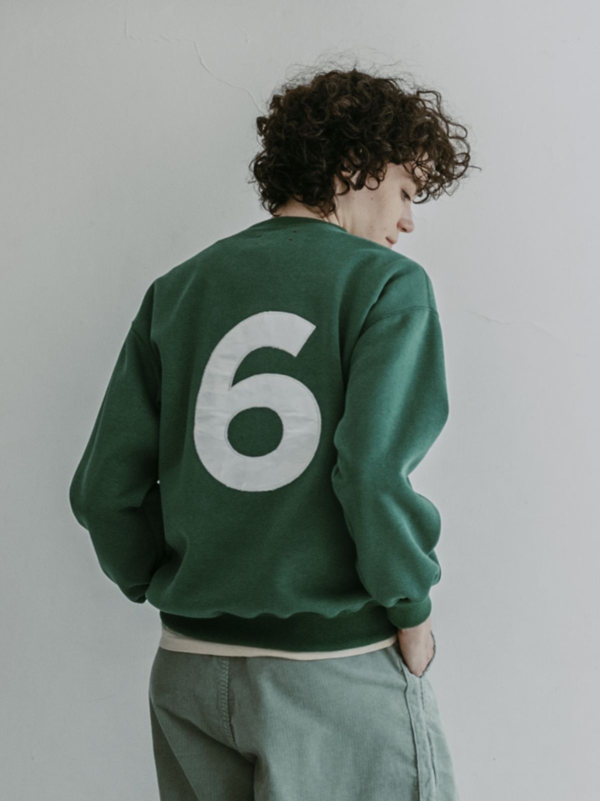 MEYAME メヤメ NO.6 EMBROIDELY SWEAT (BRUSHED LINING) GREEN エン